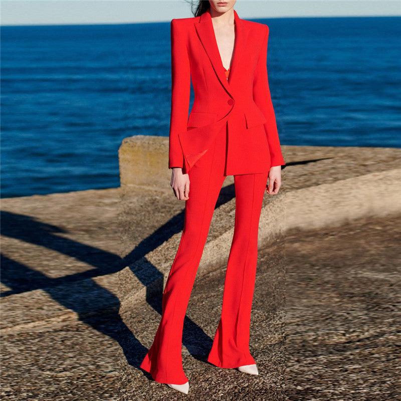 One Button Suit Bell Bottom Pants