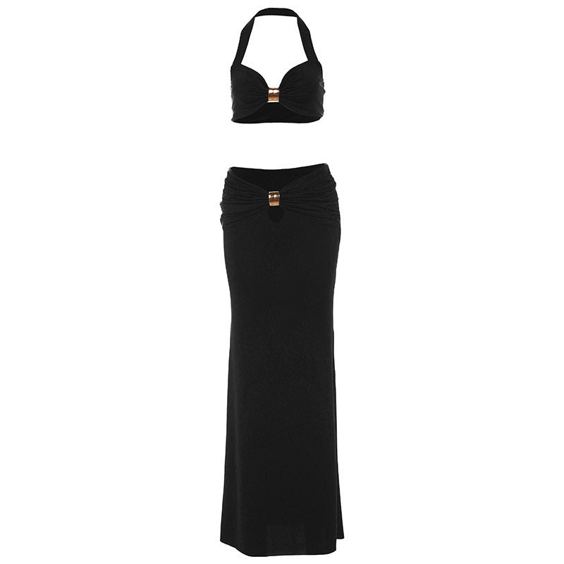 Sexy Bandeau Back-Slit Dress Set