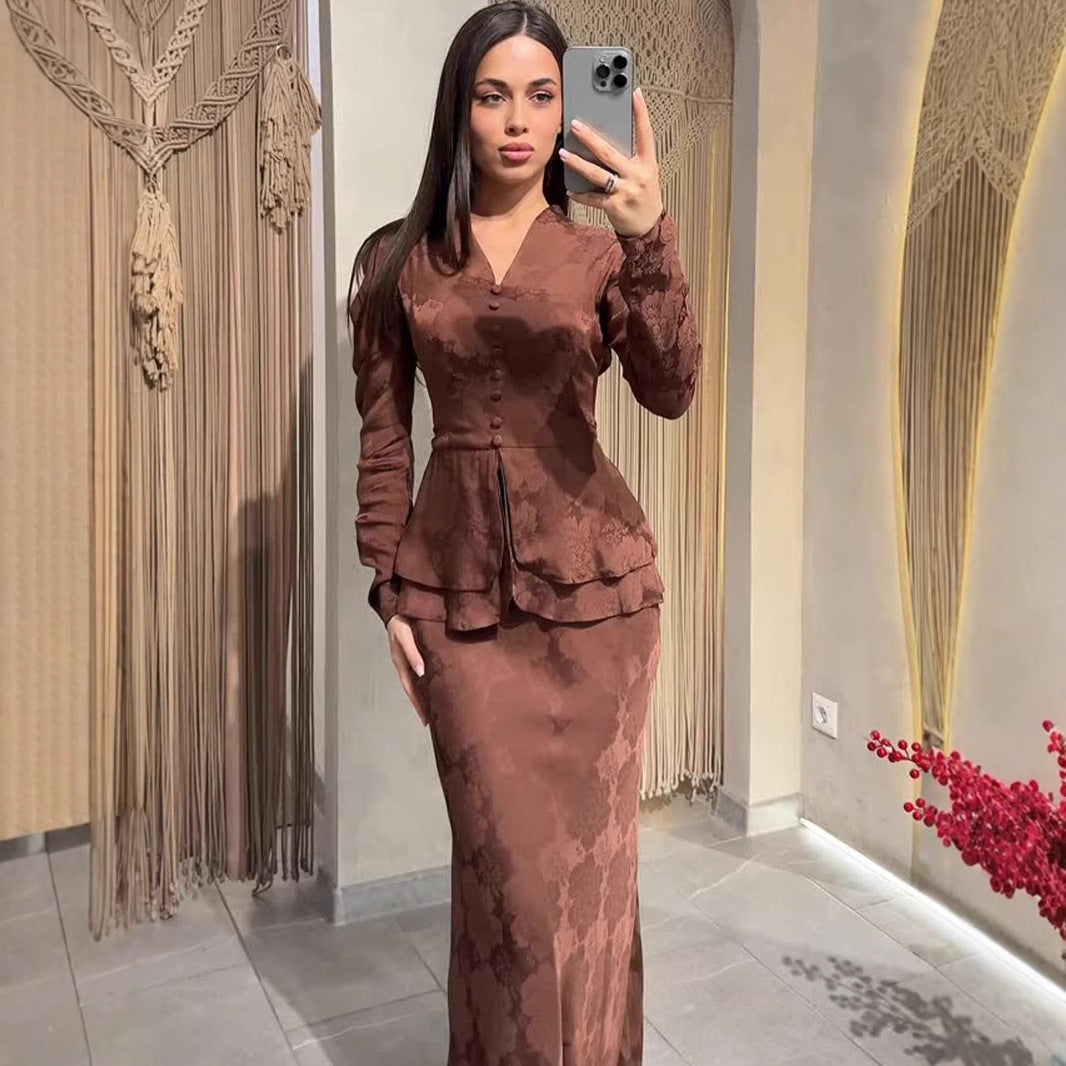 Retro Slim Long Sleeve Dress
