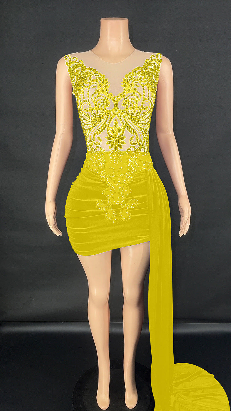 Elegant Side Trailing Skirt Dress