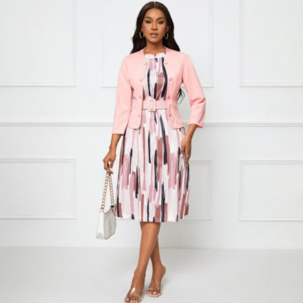 Printed Business Dress Suit Set