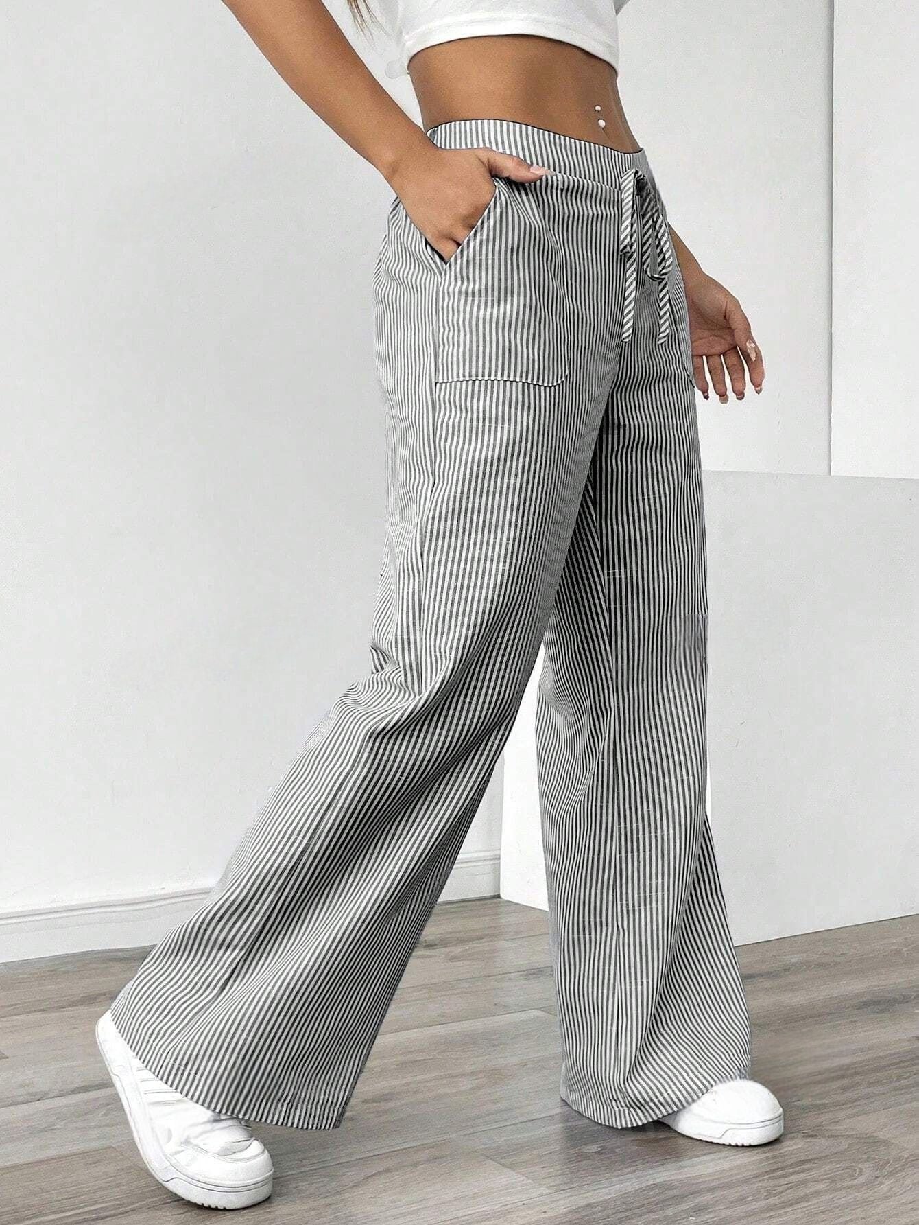 Striped Wide-Leg Pants