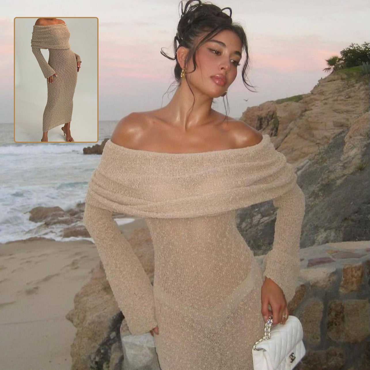 One-Shoulder Knitted Dress