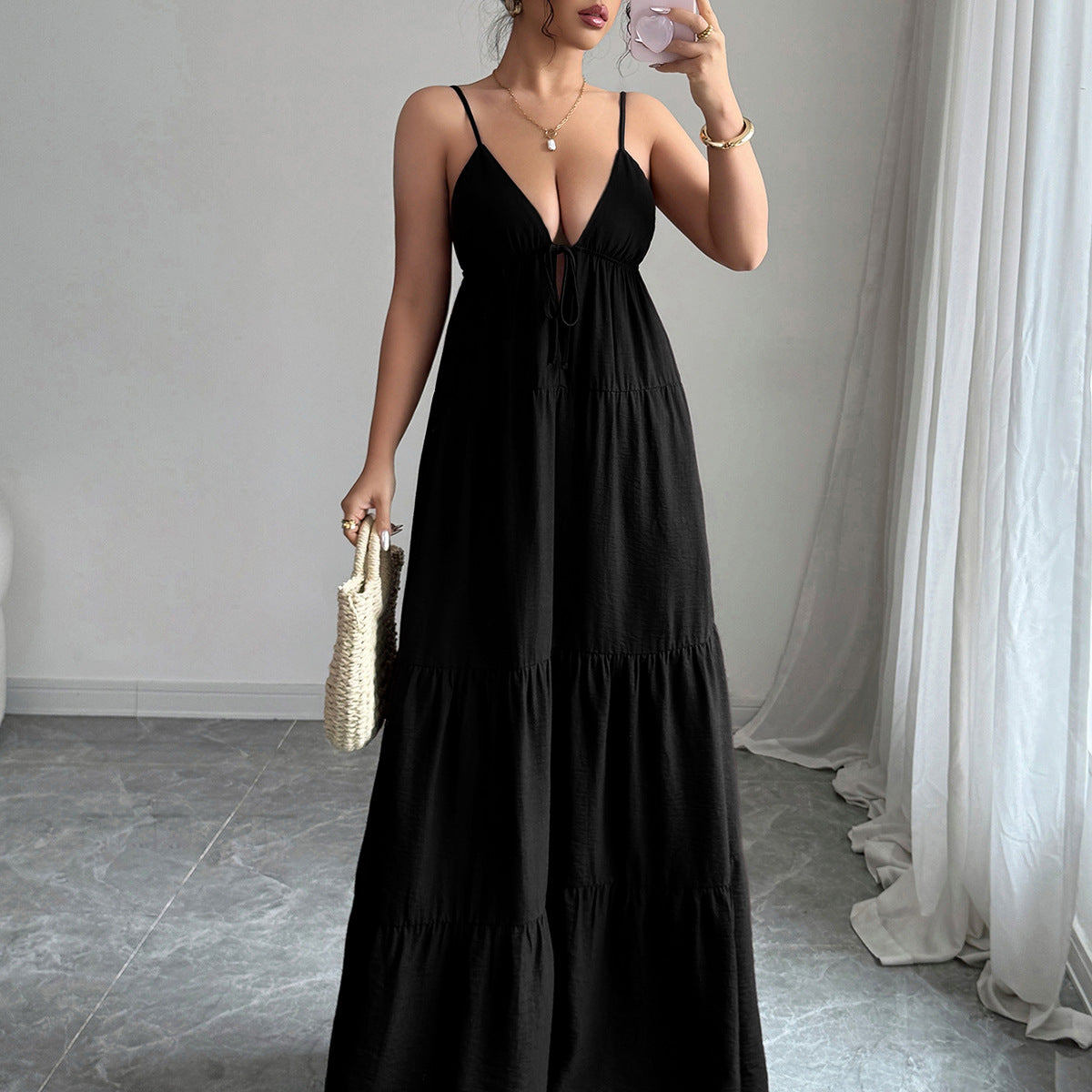 Elegant And Sophisticated Spaghetti Strap Maxi Dress For Women