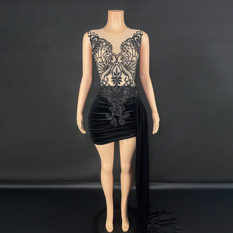 Elegant Side Trailing Skirt Dress