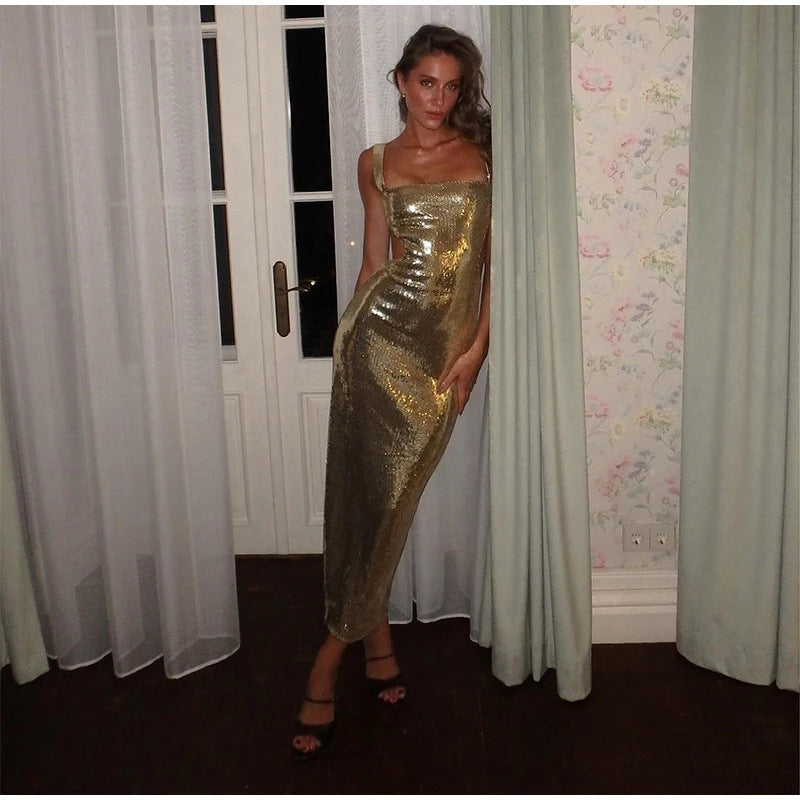 Sequin Backless Mini Dress