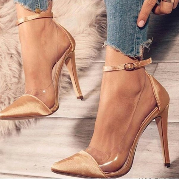 Elegant Cotton Strap High Heels