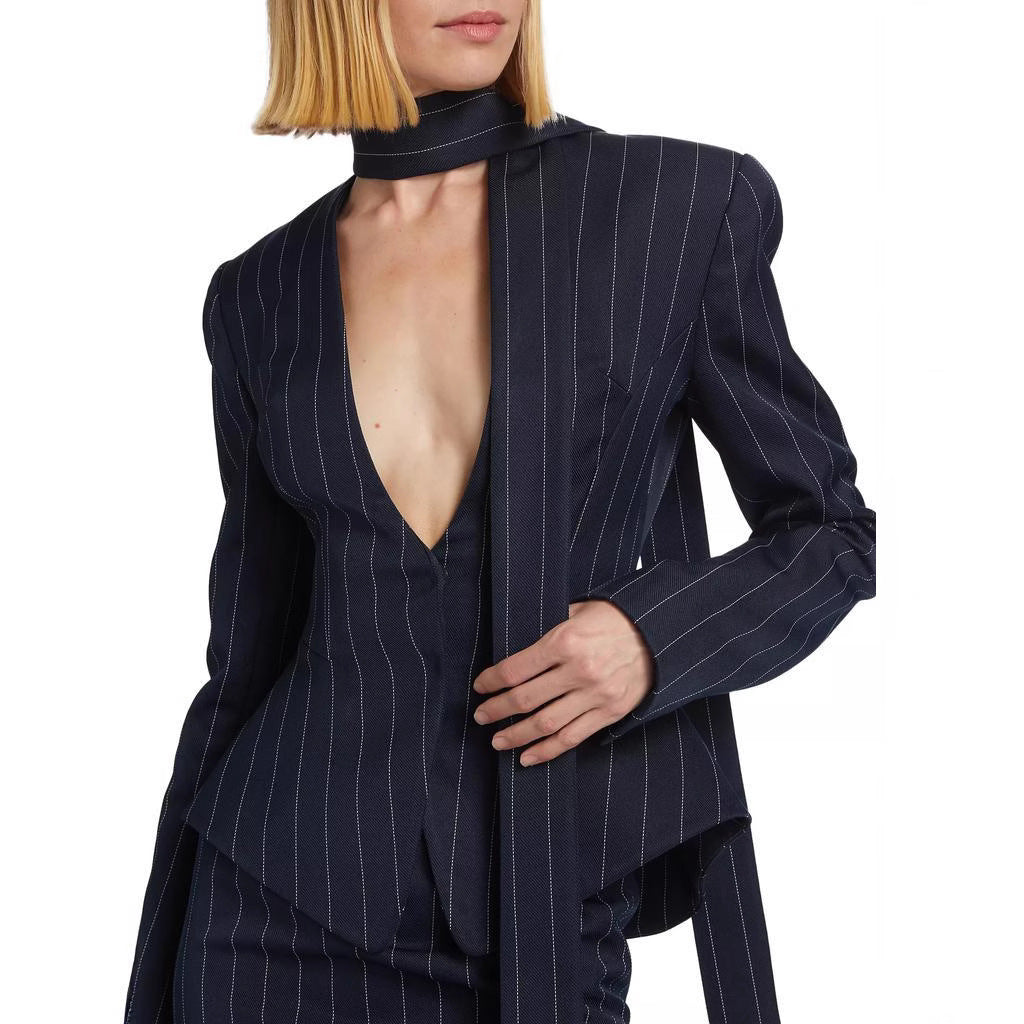 Slim V-Neck Women's Skirt Suit