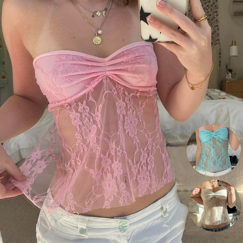 Bow Lace Tube Top Sexy Backless