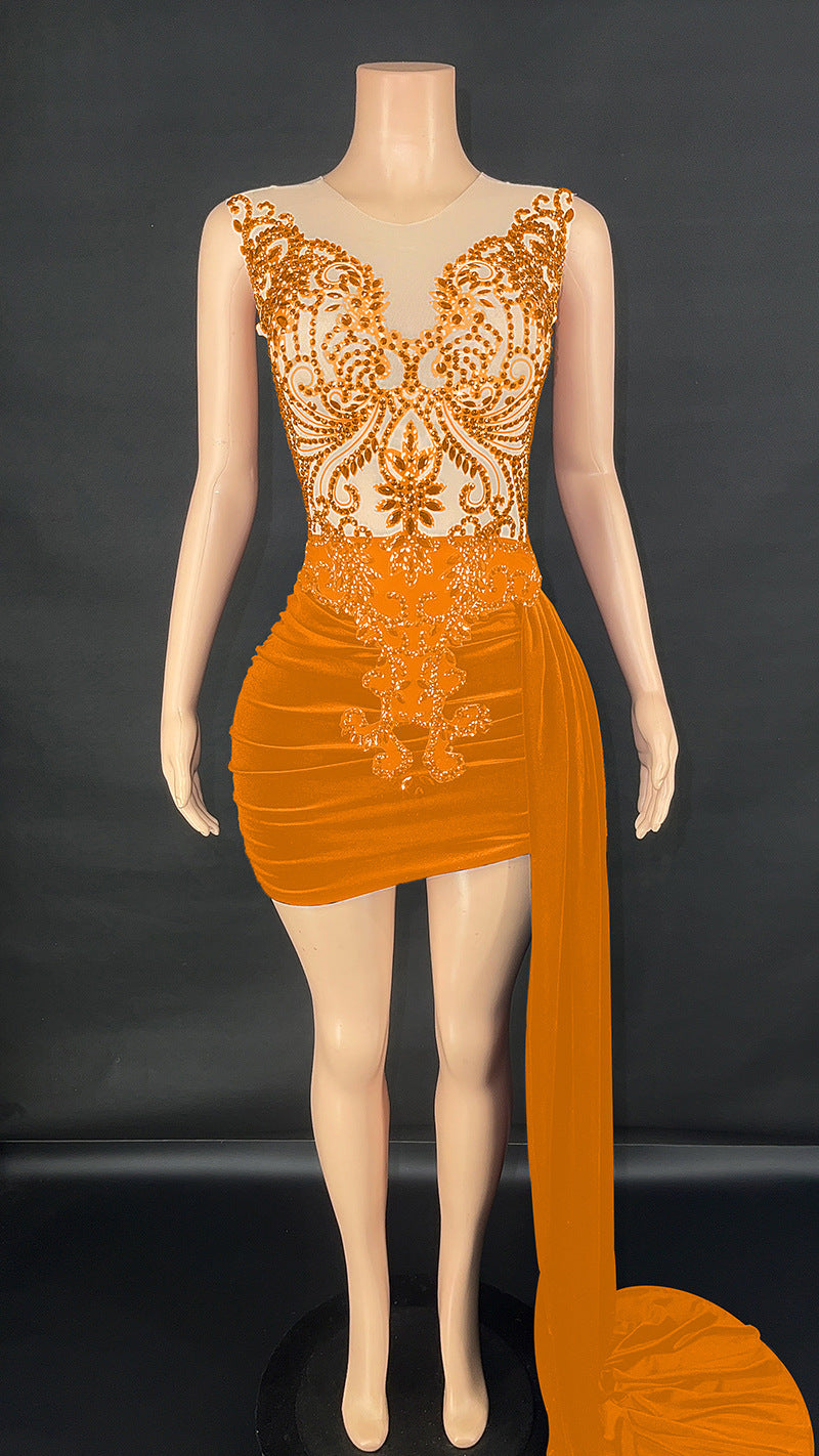 Elegant Side Trailing Skirt Dress