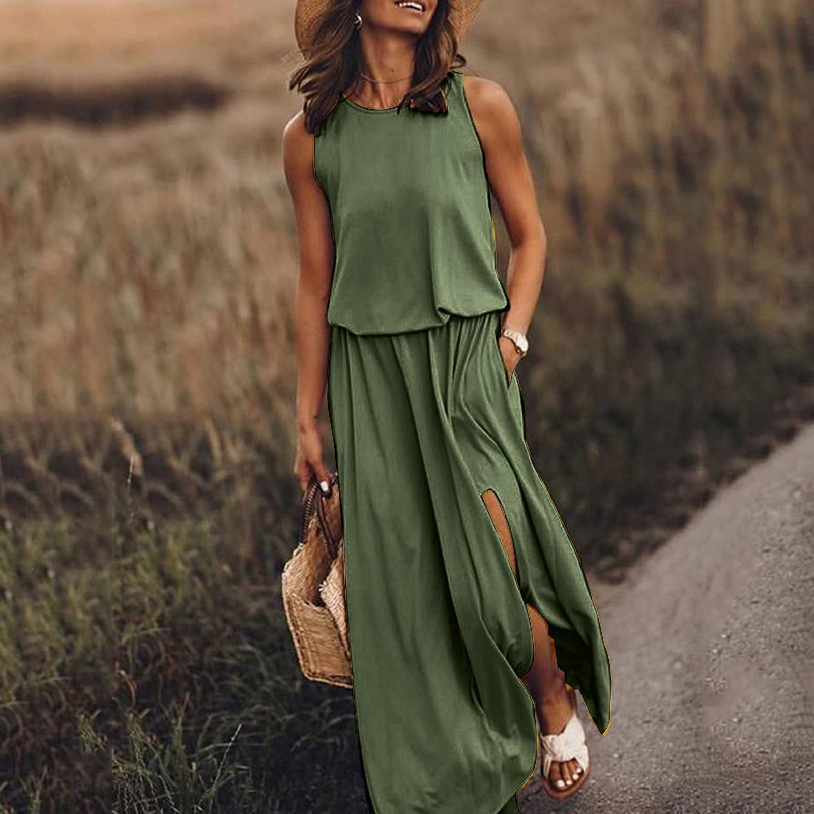 Sleeveless Split Midi Dress