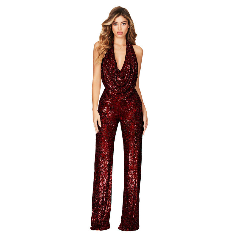 Sequined Halter Jumpsuit