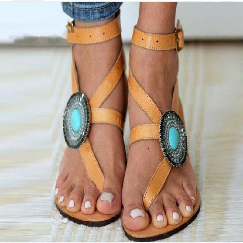 Rhinestone Compass Roman Sandals Women