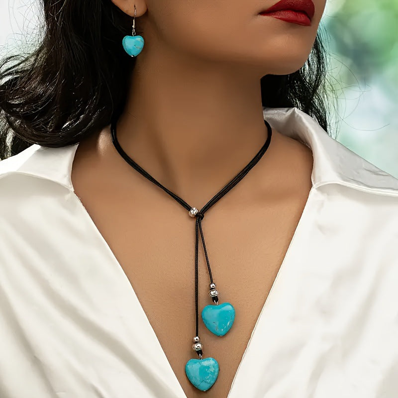 Korean-Style Leather Choker Necklace Set