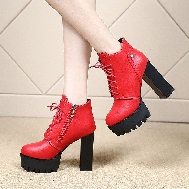 Chunky Heel Platform Boots