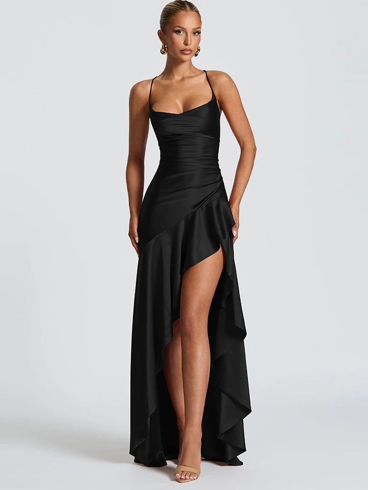 Sexy Ruffled Spaghetti Strap Maxi Dress