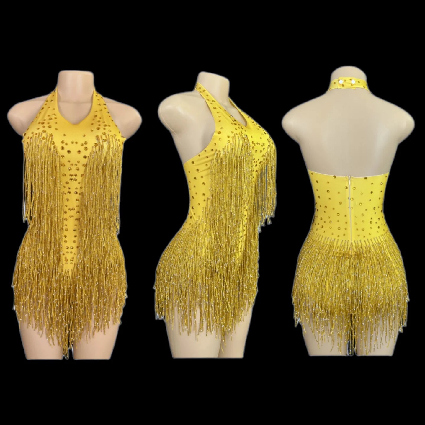 Sparkly Rhinestones Fringe Bodysuit