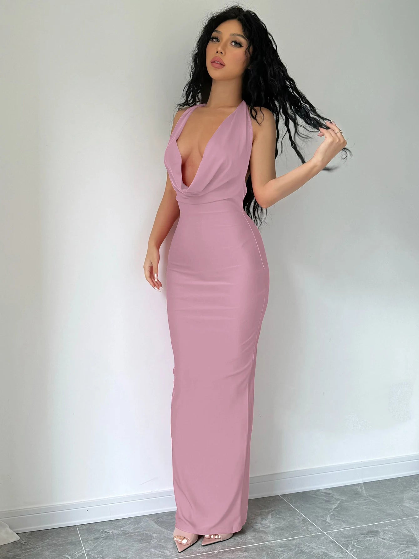 Halter Backless Midi Dress