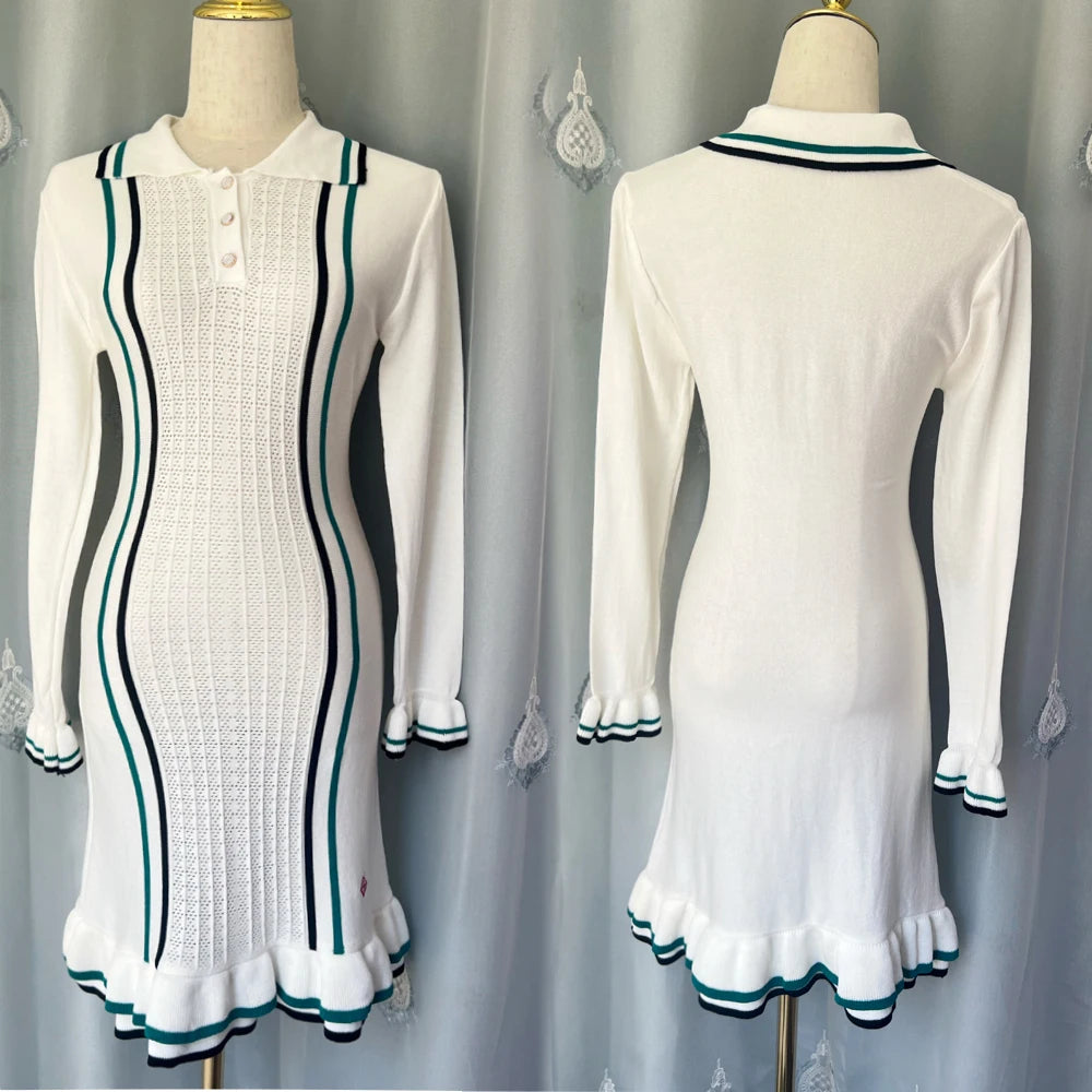 Knitted Ruffled Mini Dress