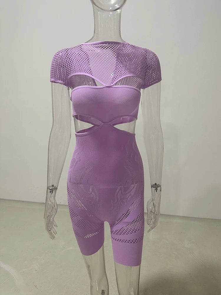 Sexy Hollow Out Sheer Romper