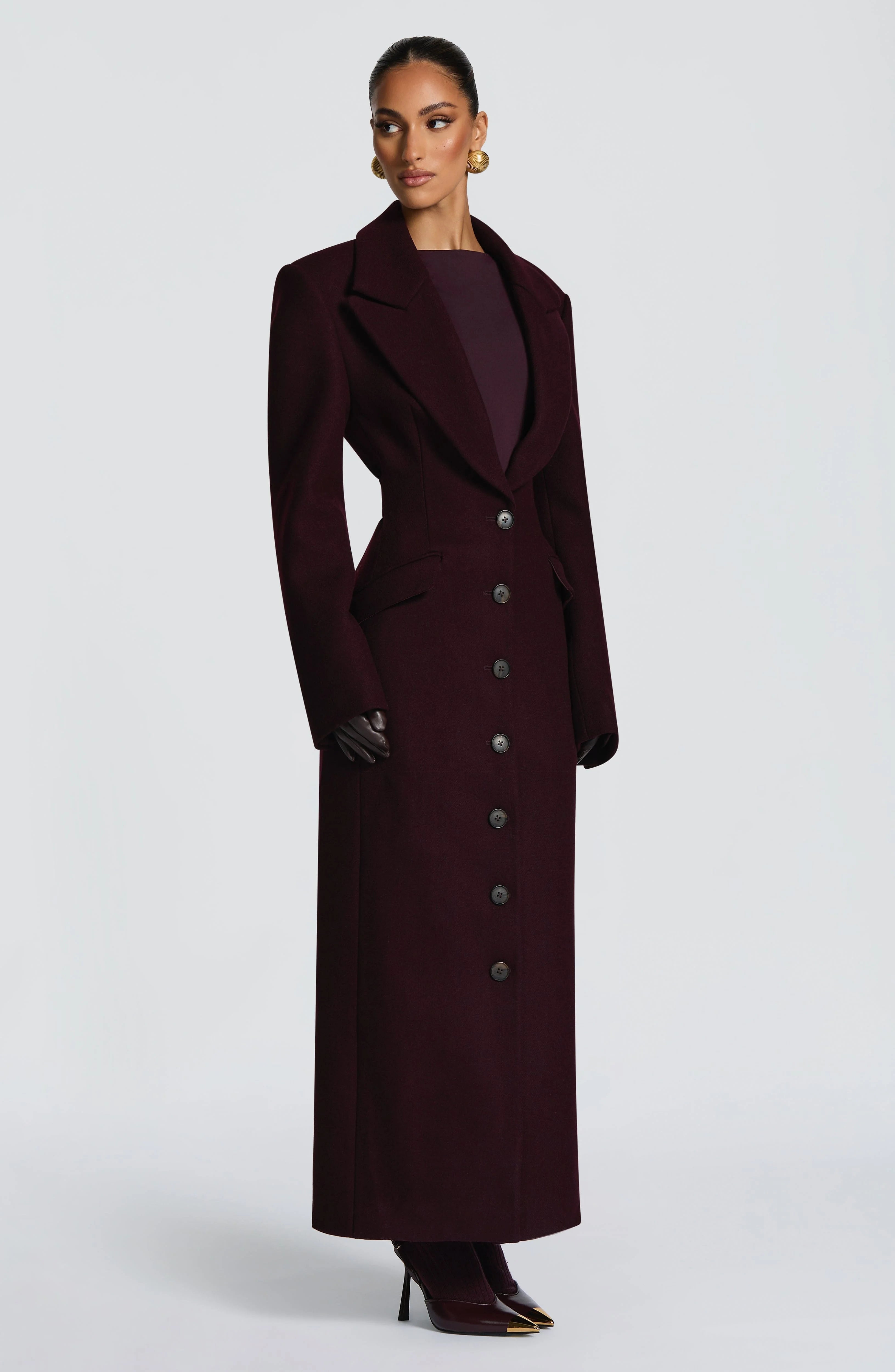 Elegant Woolen Lapel Long Coat