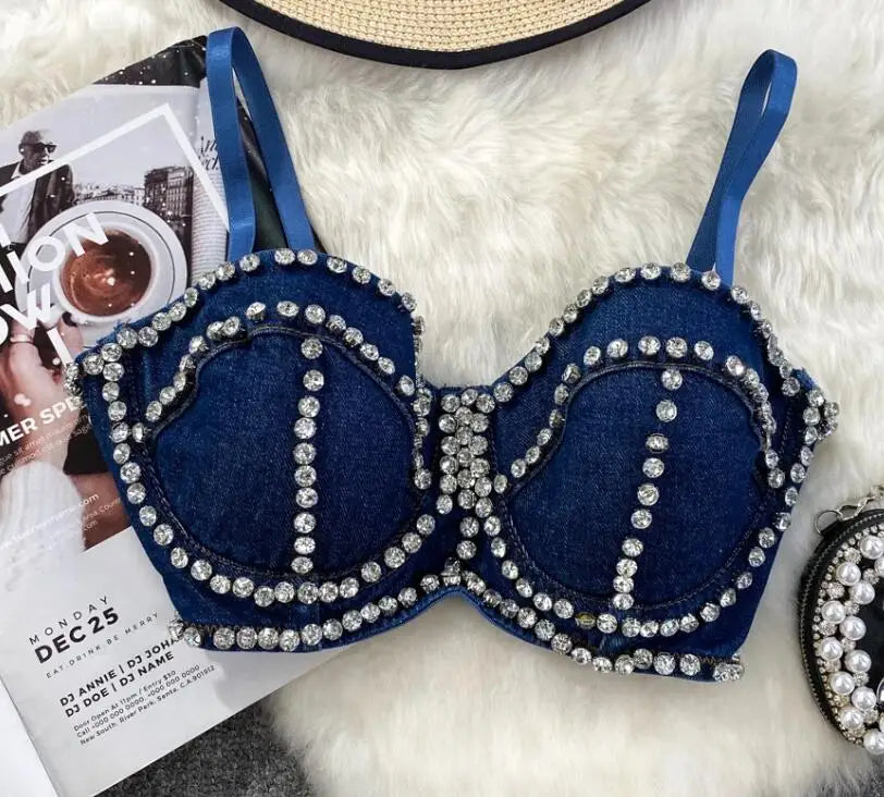 Streetwear Diamonds Denim Top