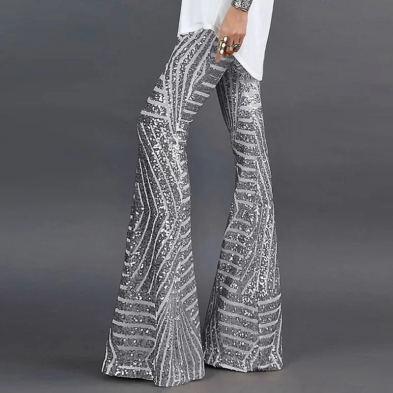 Sequin High Waist Skinny Flare
