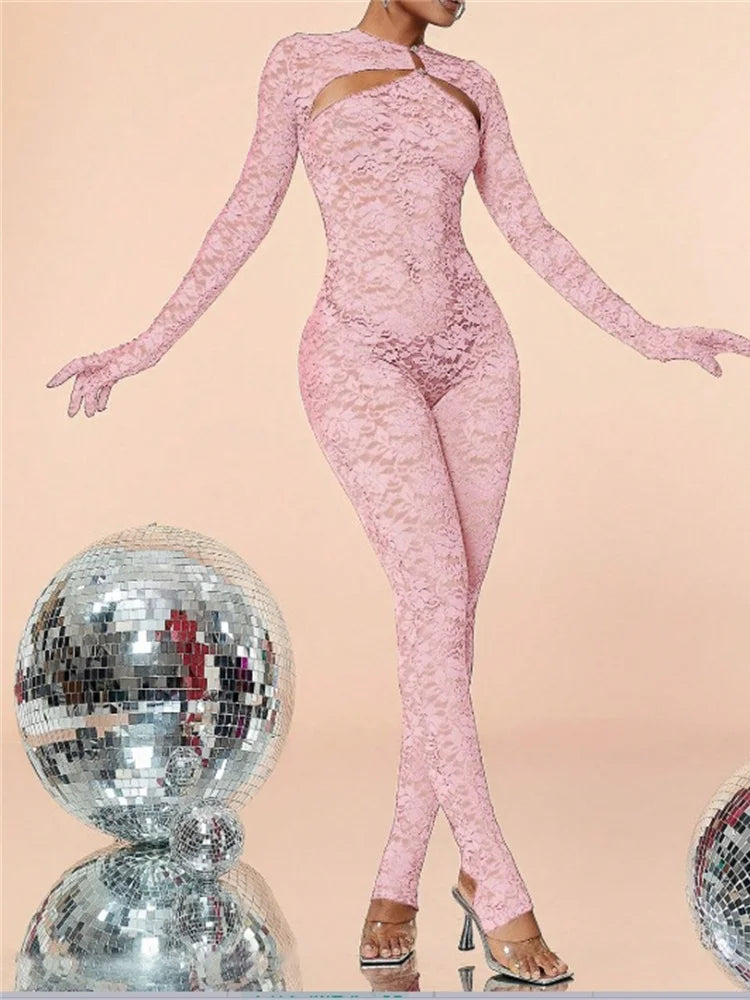 Sexy See Through Long Sleeve Jumpsuit