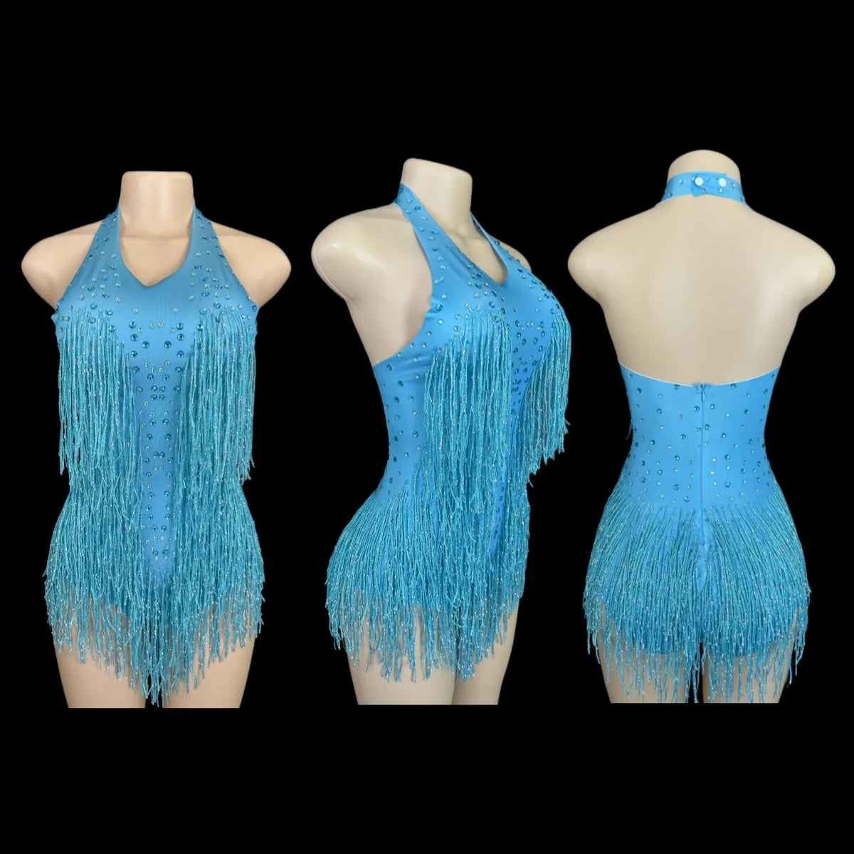 Sparkly Rhinestones Fringe Bodysuit