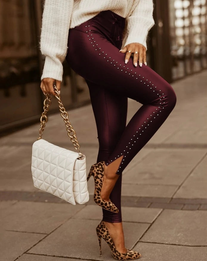 Studded Tied Skinny Pants for Women
