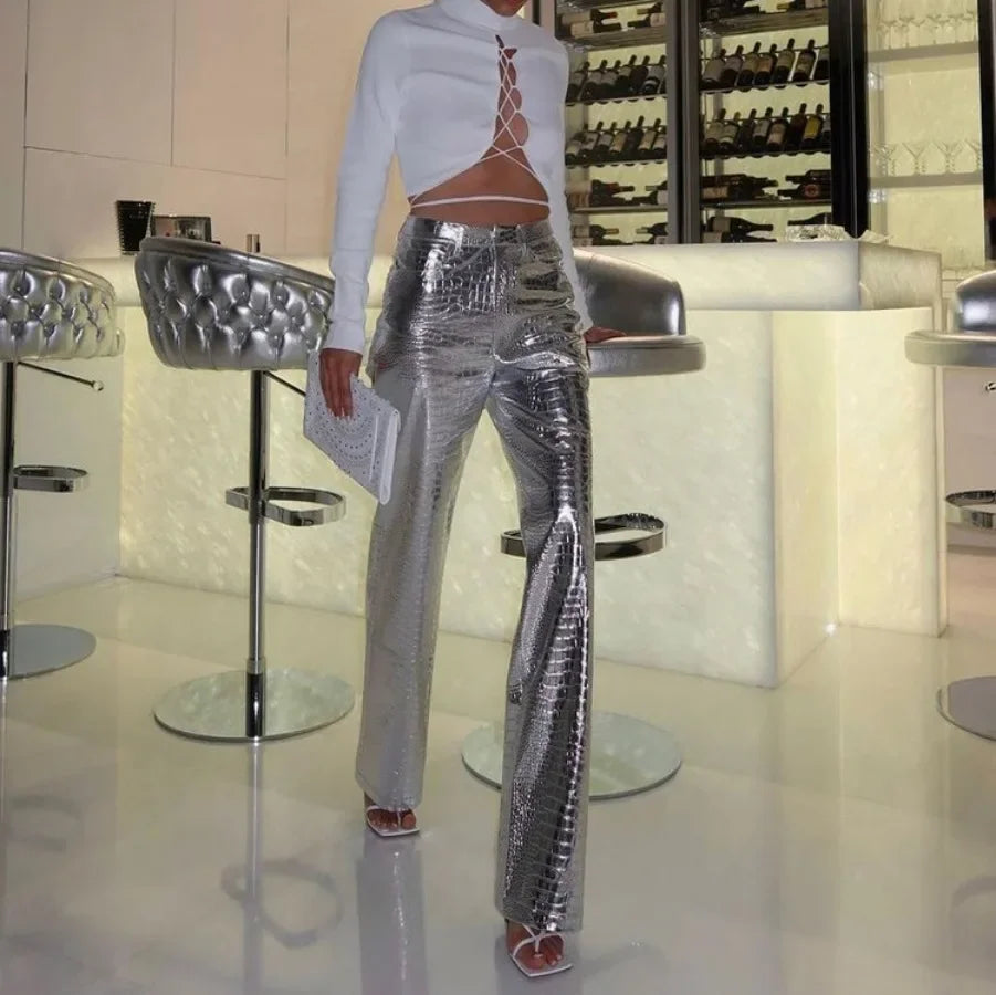 High Waist Straight Pants Long Trousers