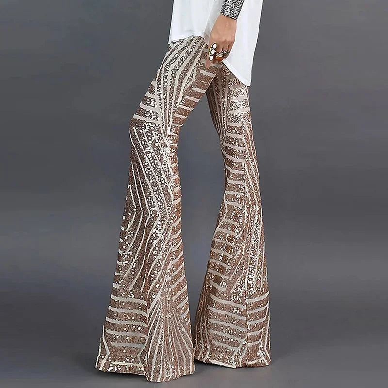 Sequin High Waist Skinny Flare