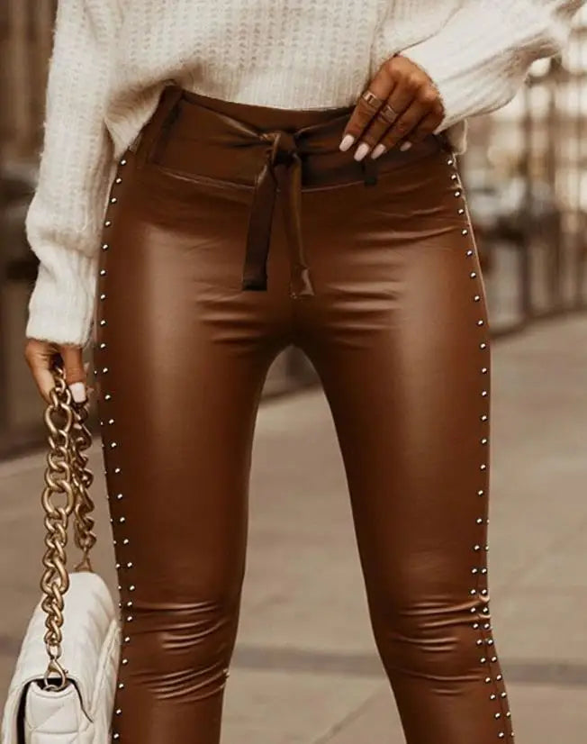 Studded Tied Skinny Pants for Women