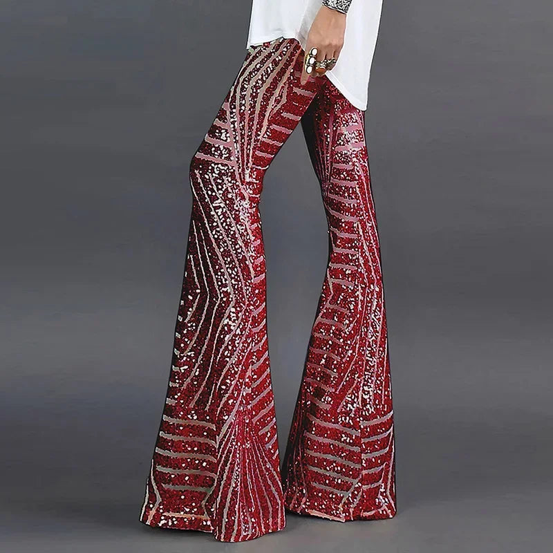Sequin High Waist Skinny Flare