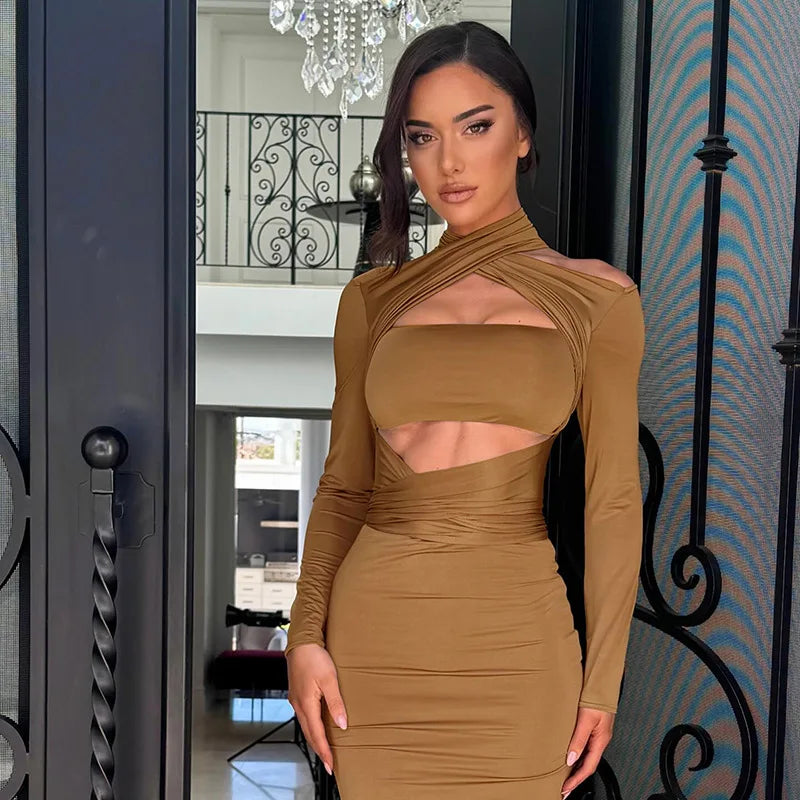 Hollow Neck Slim Dress