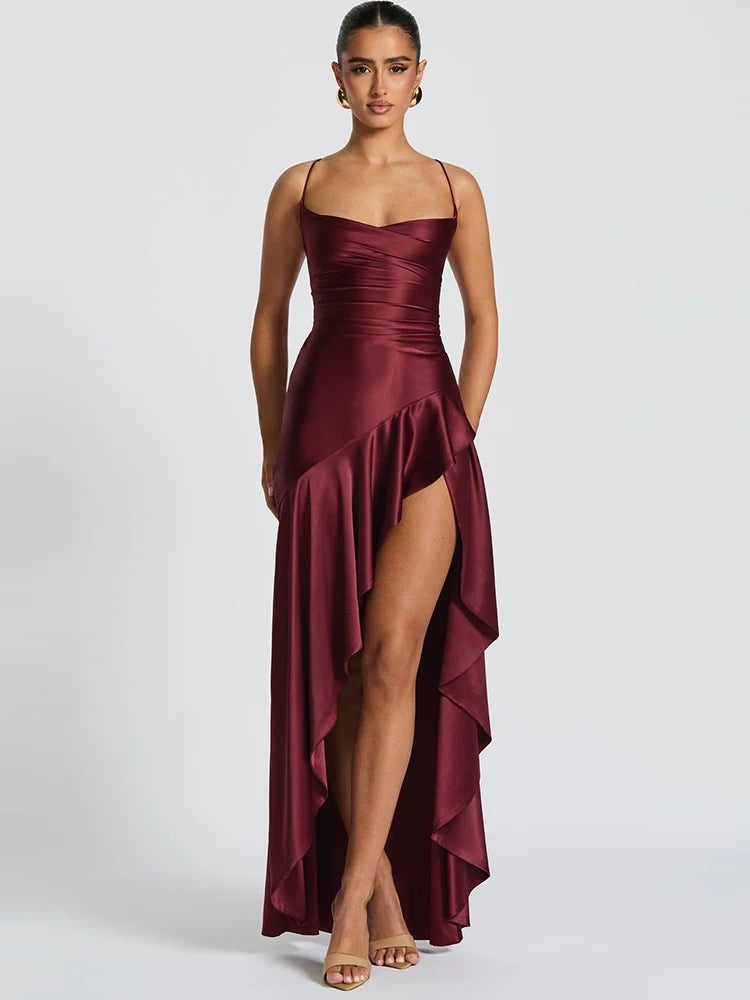 Sexy Ruffled Spaghetti Strap Maxi Dress