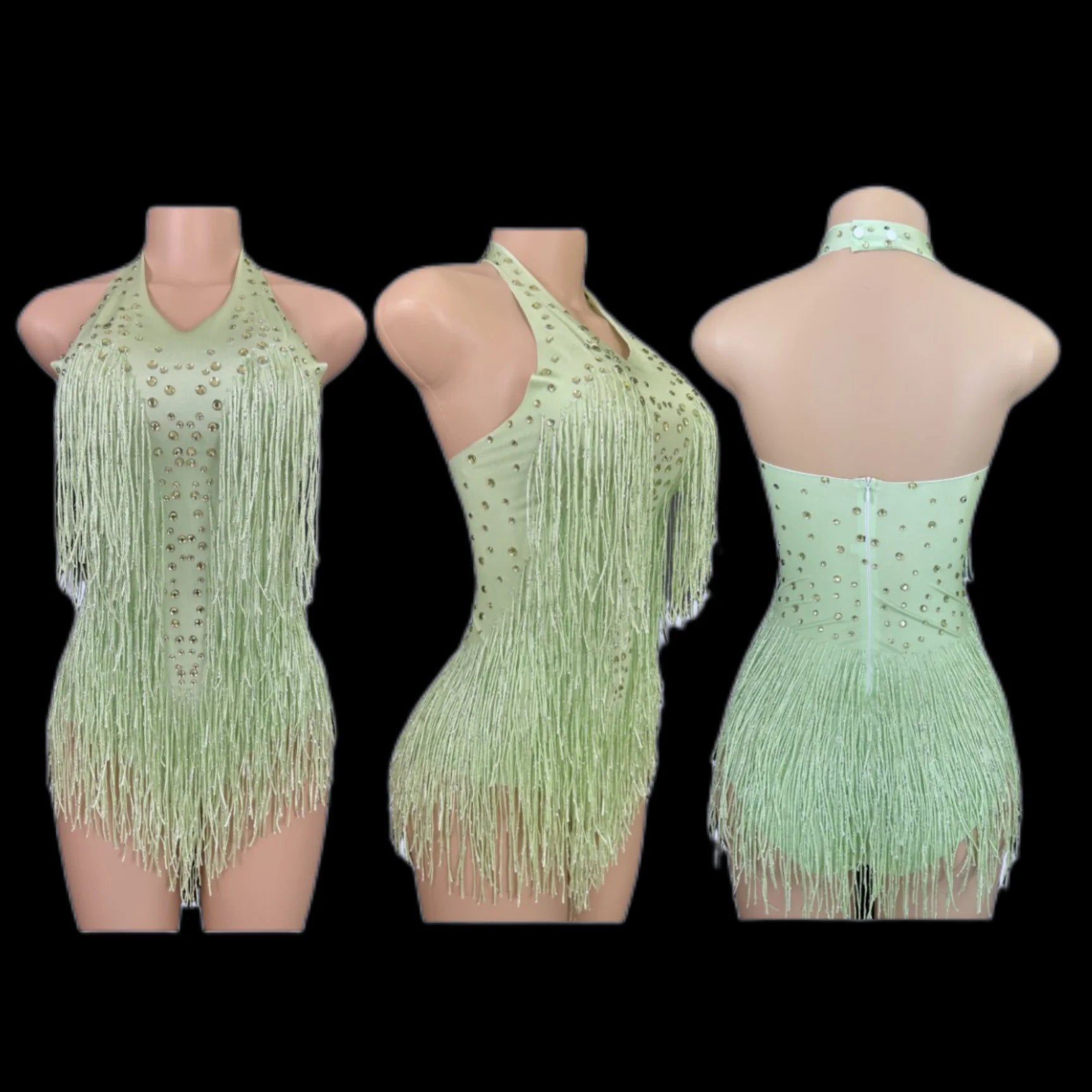 Sparkly Rhinestones Fringe Bodysuit
