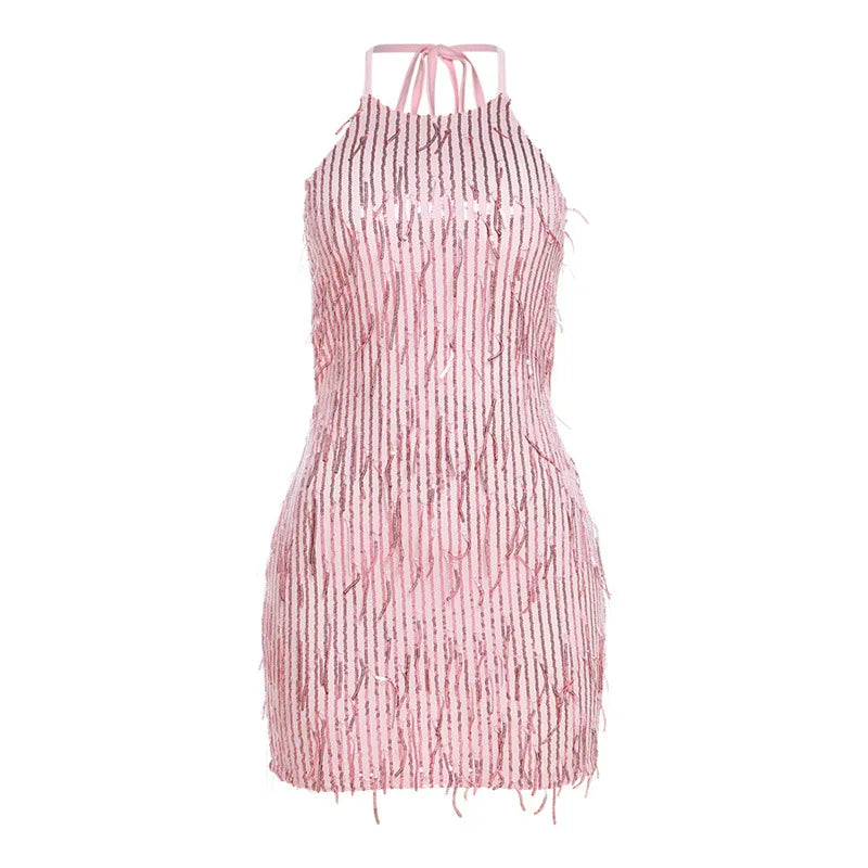 Shine Sequined Tassel Lace Dress