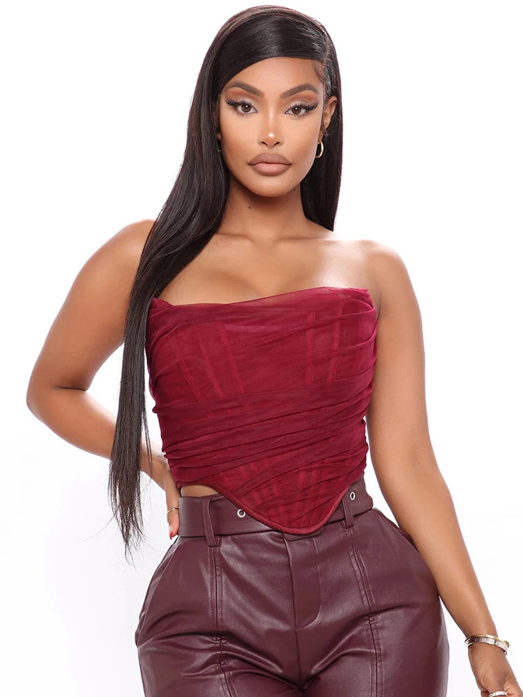 Strapless Mesh Bustier Corset Top