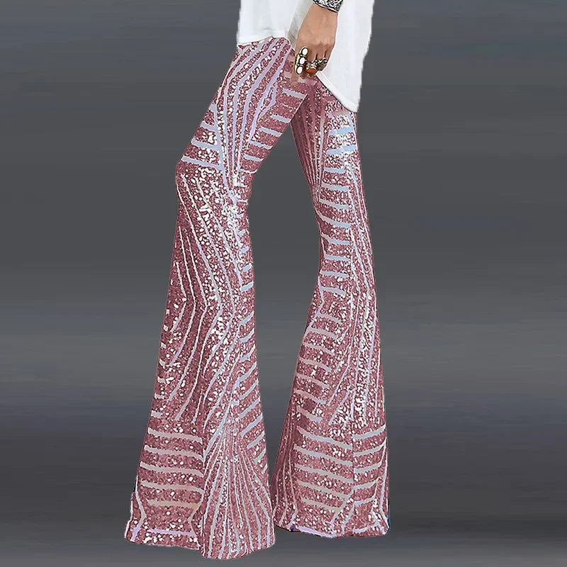 Sequin High Waist Skinny Flare