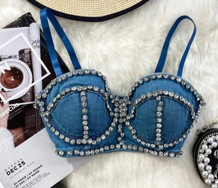 Streetwear Diamonds Denim Top