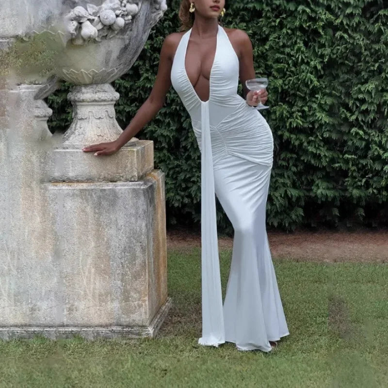 Deep V Fish Tail Dress