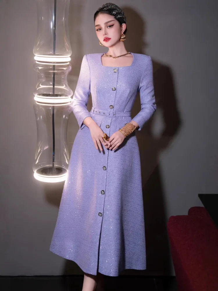 Vintage Style Midi Dress With Belt