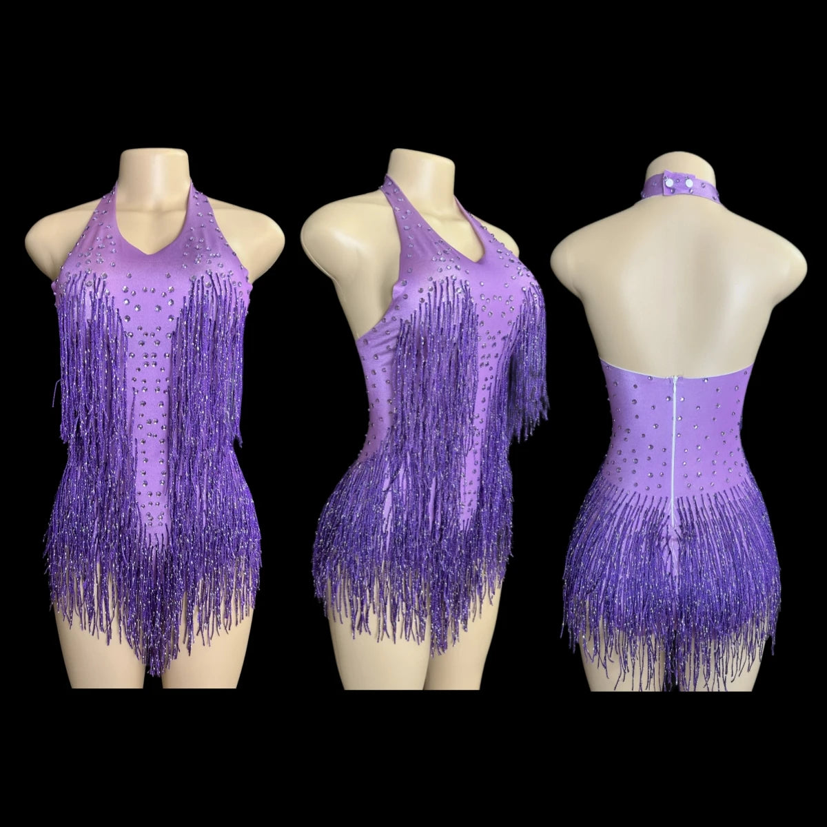 Sparkly Rhinestones Fringe Bodysuit