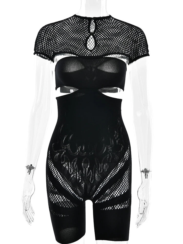 Sexy Hollow Out Sheer Romper