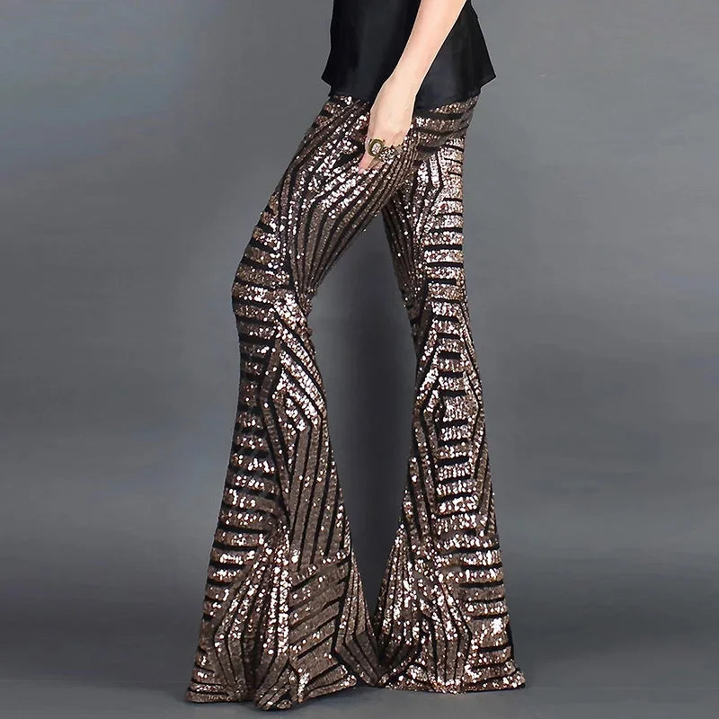 Sequin High Waist Skinny Flare