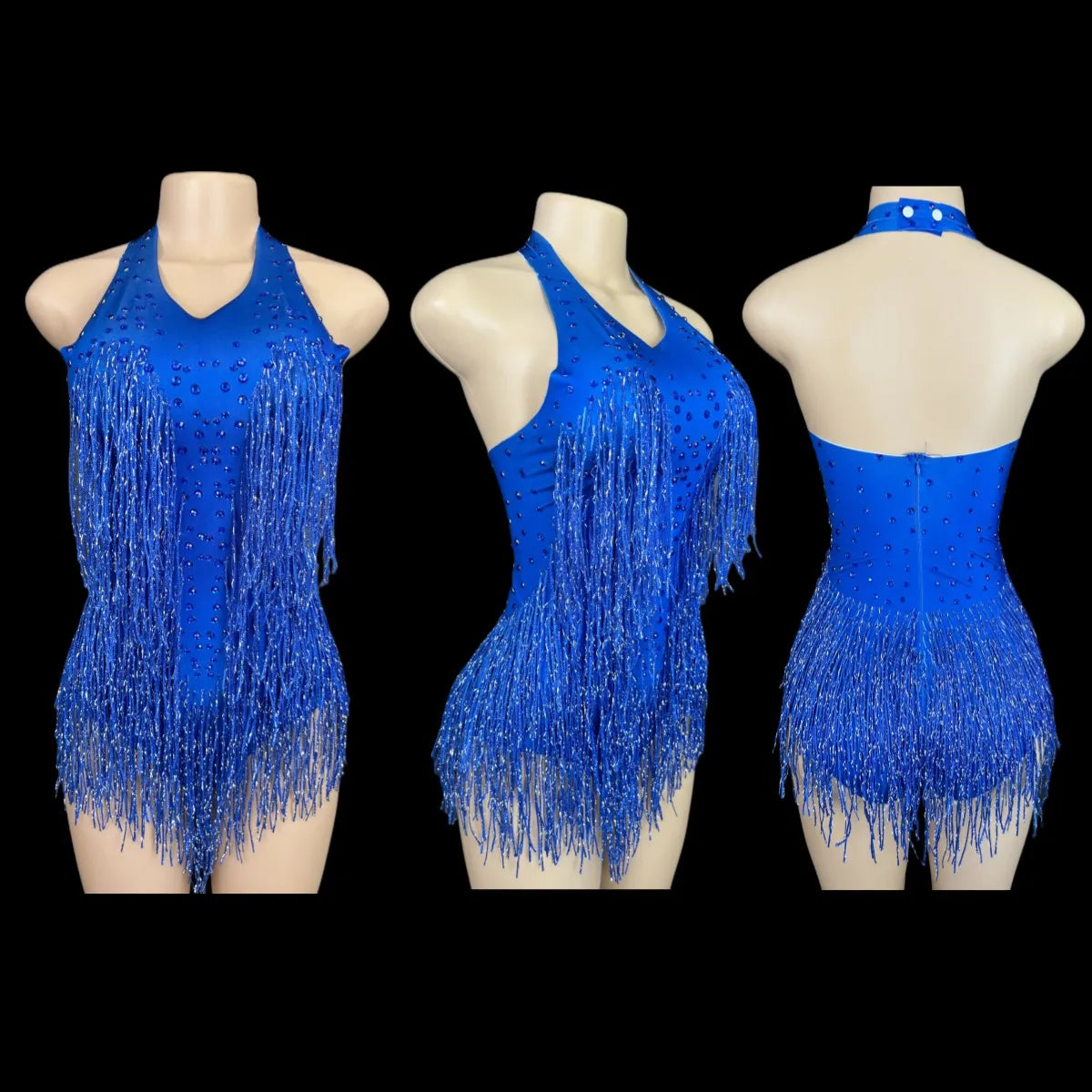 Sparkly Rhinestones Fringe Bodysuit