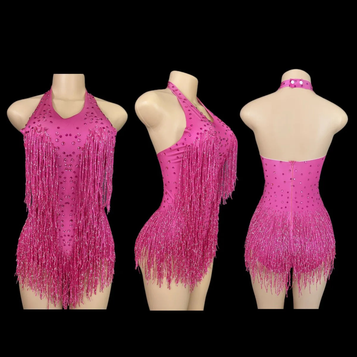 Sparkly Rhinestones Fringe Bodysuit