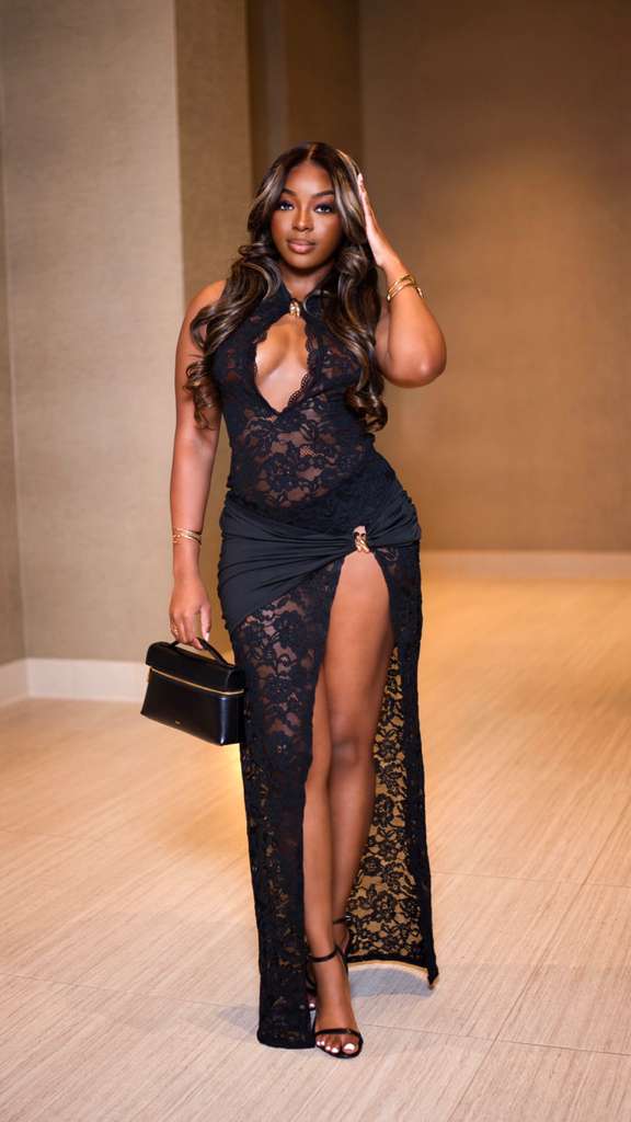 Lace Split Slim Fit Dress