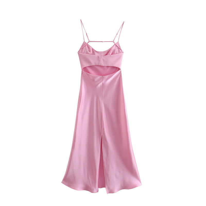 Satin Camisole Backless Maxi Dress